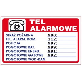 ANRO Znak Bezpieczeństwa "Telefony alarmowe"