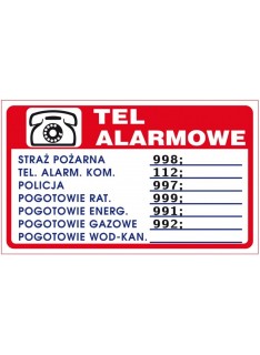 ANRO Znak Bezpieczeństwa "Telefony alarmowe"